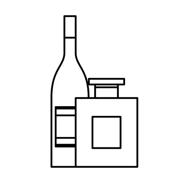 Two bottles drinks liquor isolated design — Stock Vector