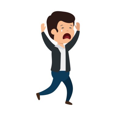 Genç üzgün adam karakter ağlıyor