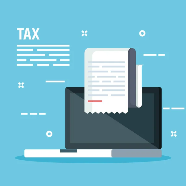Laptop-val szolgáltatás adó-jelentési dokumentum — Stock Vector
