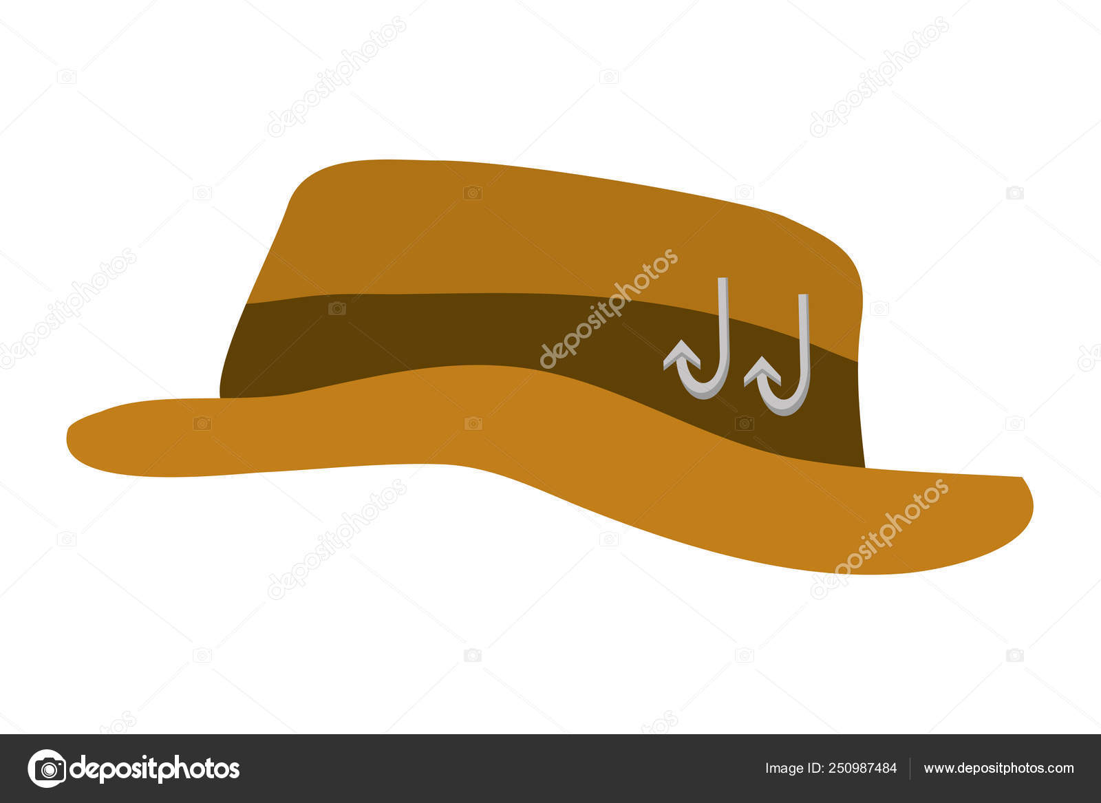 Fishing hat with hooks Stock Vector by ©yupiramos 250987484