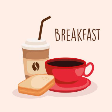 lezzetli kahve fincanı ile ekmek dilimlenmiş