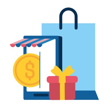 smarphone alışveriş çantası ve hediye ile