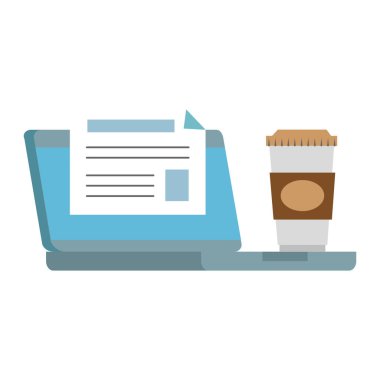 Bilgisayar laptop ile diploma ve kahve