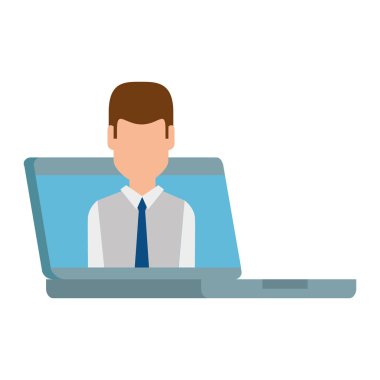 bilgisayar dizüstü işadamı ile