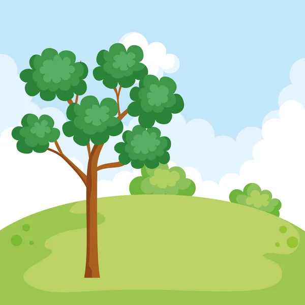 Parque natural con árboles y recreación de montaña — Vector de stock