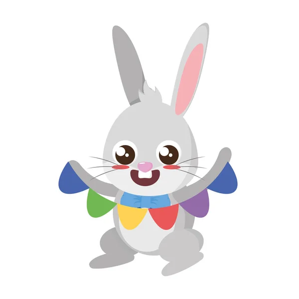 Hermoso conejo con carácter de pascua guirnalda — Vector de stock