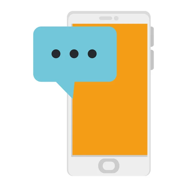 Smartphone device with speech bubble — Stock Vector