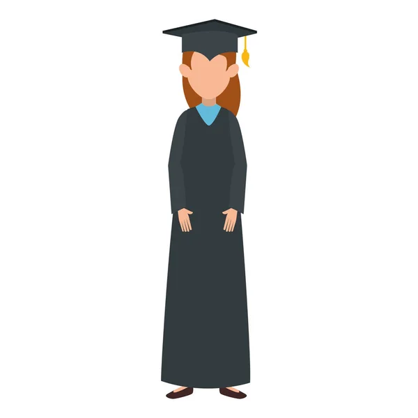 Woman student graduated avatar character — Stock Vector