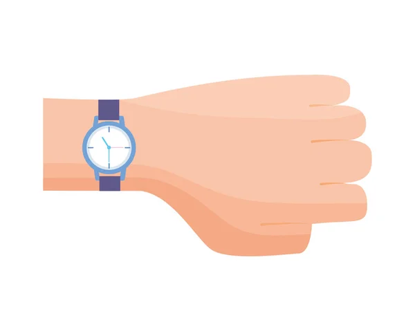 Mano con reloj de pulsera — Vector de stock