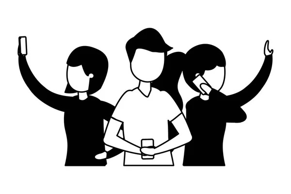 Groupe de personnes avec personnage avatar smartphone — Image vectorielle