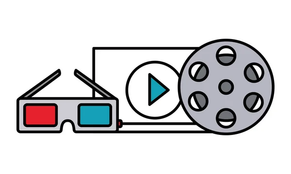 Filmset objecten pictogram — Stockvector