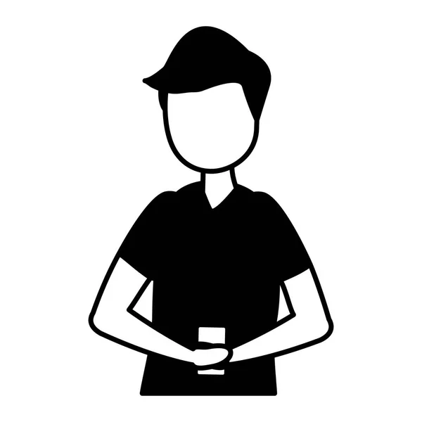 Άνθρωπος με smartphone avatar χαρακτήρων — Διανυσματικό Αρχείο