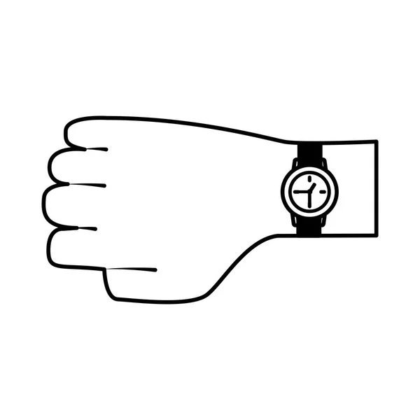 Hand met horloge — Stockvector