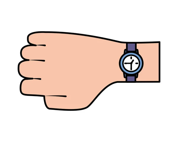 Mano con reloj de pulsera — Vector de stock