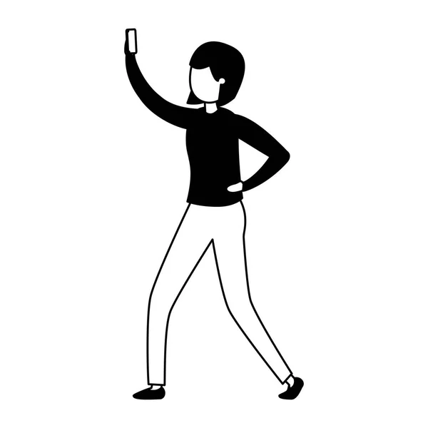 Ung kvinna med smartphone avatar karaktär — Stock vektor