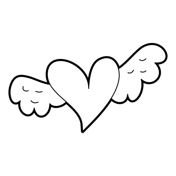 Romantic winged heart symbolising romance and love — Stock Vector