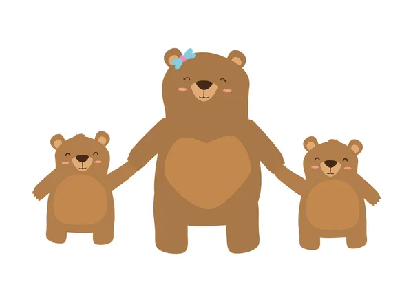 Mamma orso e figlio figlia — Vettoriale Stock