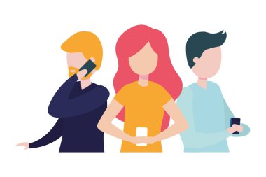 smartphone avatar karakter birlikte grup insan