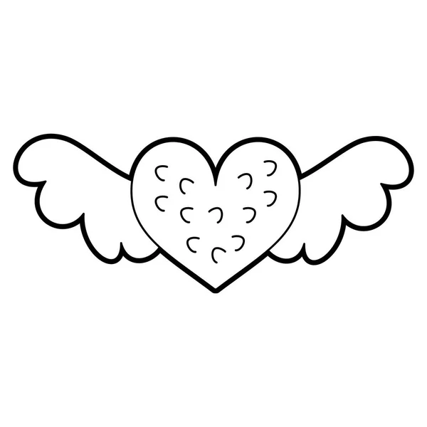 Romantisches geflügeltes Herz symbolisiert Romantik und Liebe — Stockvektor