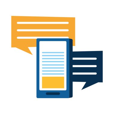 smartphone aygıt ile konuşma balonu izole simgesinin