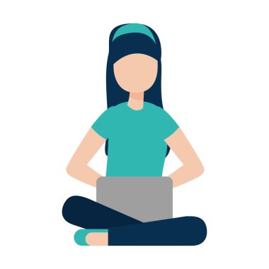dizüstü bilgisayar avatar karakter kadınla
