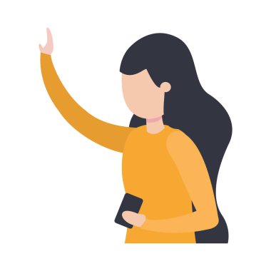 smartphone avatar karakter olan kadın