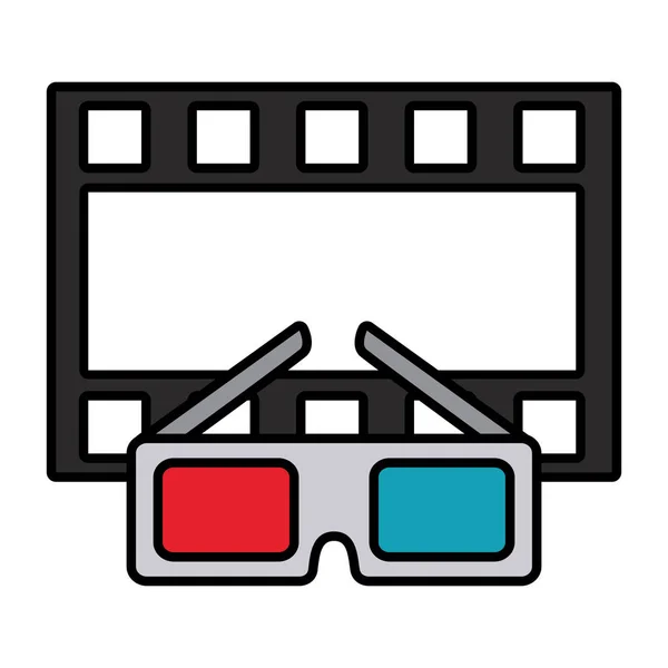Cinema glasses and movie tape isolated icon — Stock Vector