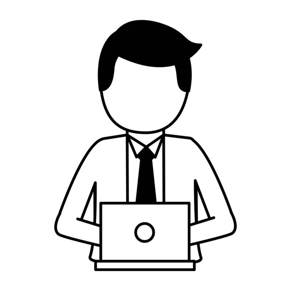 Businessman working with laptop — Stock Vector