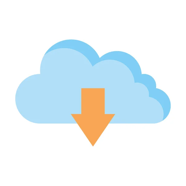 Servidor de computación en nube con descarga de flecha — Archivo Imágenes Vectoriales