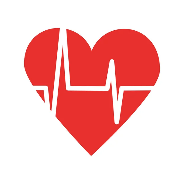 Hart pictogram met teken heartbeat romantische liefde — Stockvector