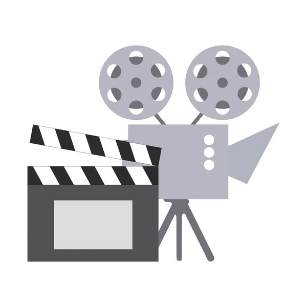 Proyector de cine y clapperboard icono aislado — Vector de stock