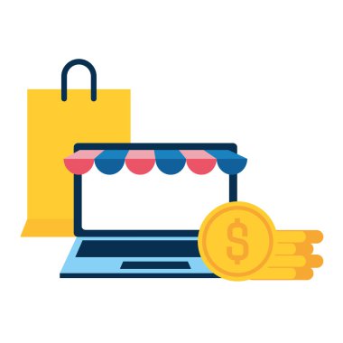 dizüstü ekran Doları ile simgeler paralar