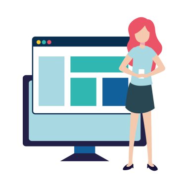 smartphone ve sosyal ağ profili kadın ile