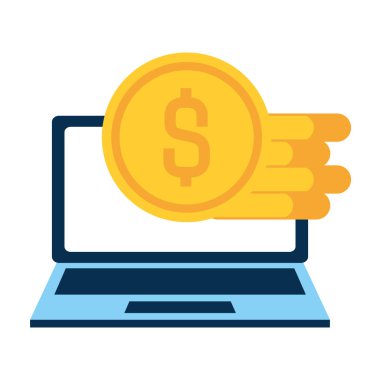 dizüstü ekran Doları ile simgeler paralar