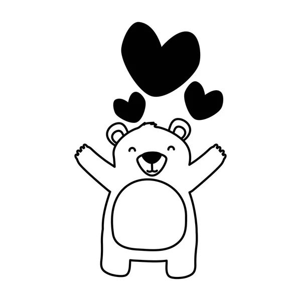 Lindo oso amor corazones — Vector de stock