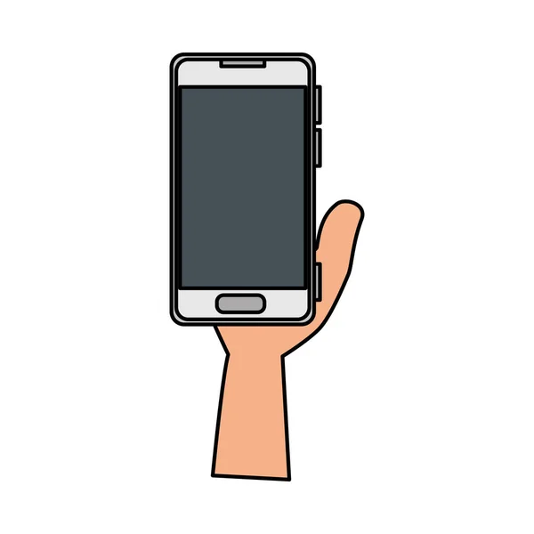 Mano usando el dispositivo smartphone — Vector de stock