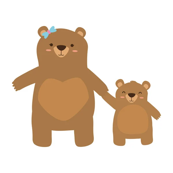 Mãe urso e filho — Vetor de Stock