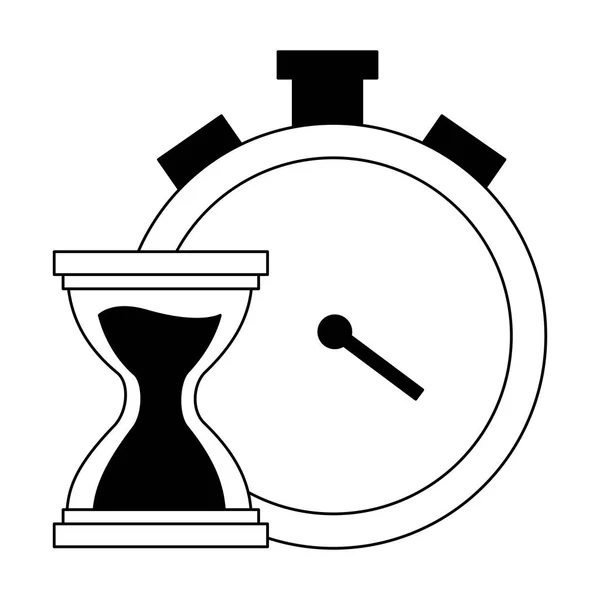 Stopwatch en zandloper tijd — Stockvector