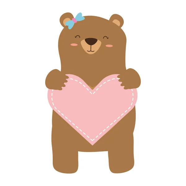 Mamma orso holding cuore — Vettoriale Stock