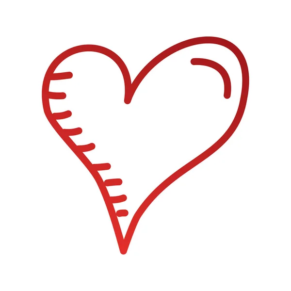 Herz liebe romantik leidenschaft gezeichnet design — Stockvektor