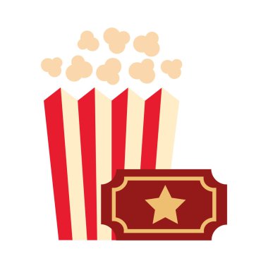 patlamış mısır ve bilet izole simgesi