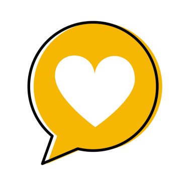 konuşma balonu iletişim kutusuyla kalp sevgi simgesi