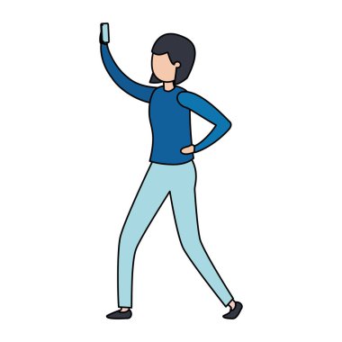 smartphone avatar karakter olan kadın