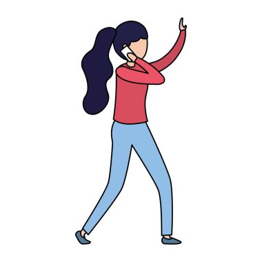 smartphone avatar karakter olan kadın