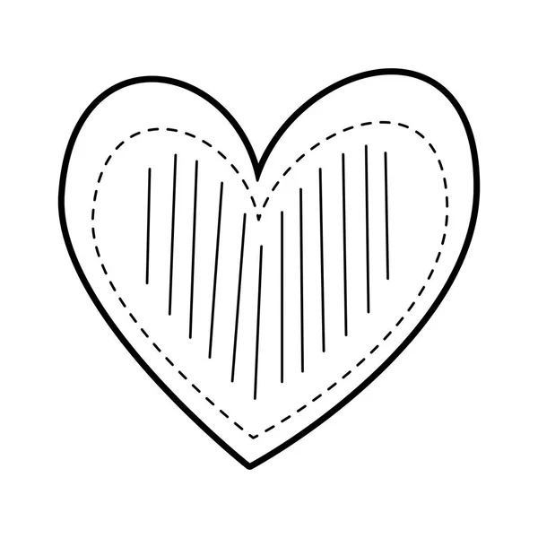 Coeur amour romance passion décorer rayures points — Image vectorielle