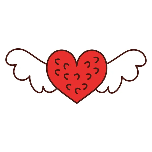 Romantisches geflügeltes Herz symbolisiert Romantik und Liebe — Stockvektor