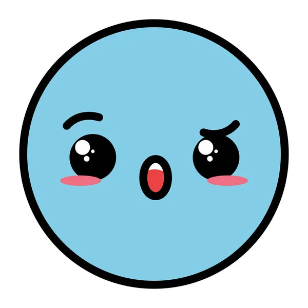 Kawaii emoji visage de dessin animé — Image vectorielle