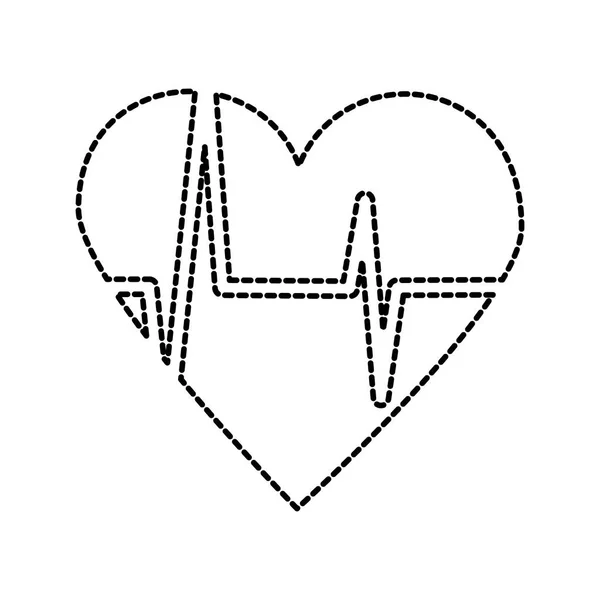 Hart pictogram met teken heartbeat romantische liefde — Stockvector