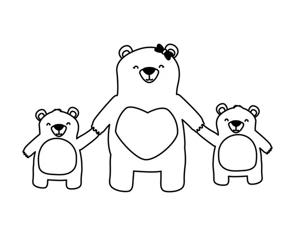 Мама ведмідь і син дочка — стоковий вектор