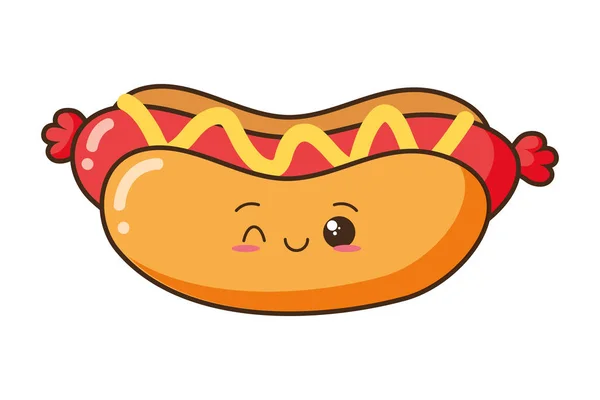 Kawaii cartone animato hot dog — Vettoriale Stock